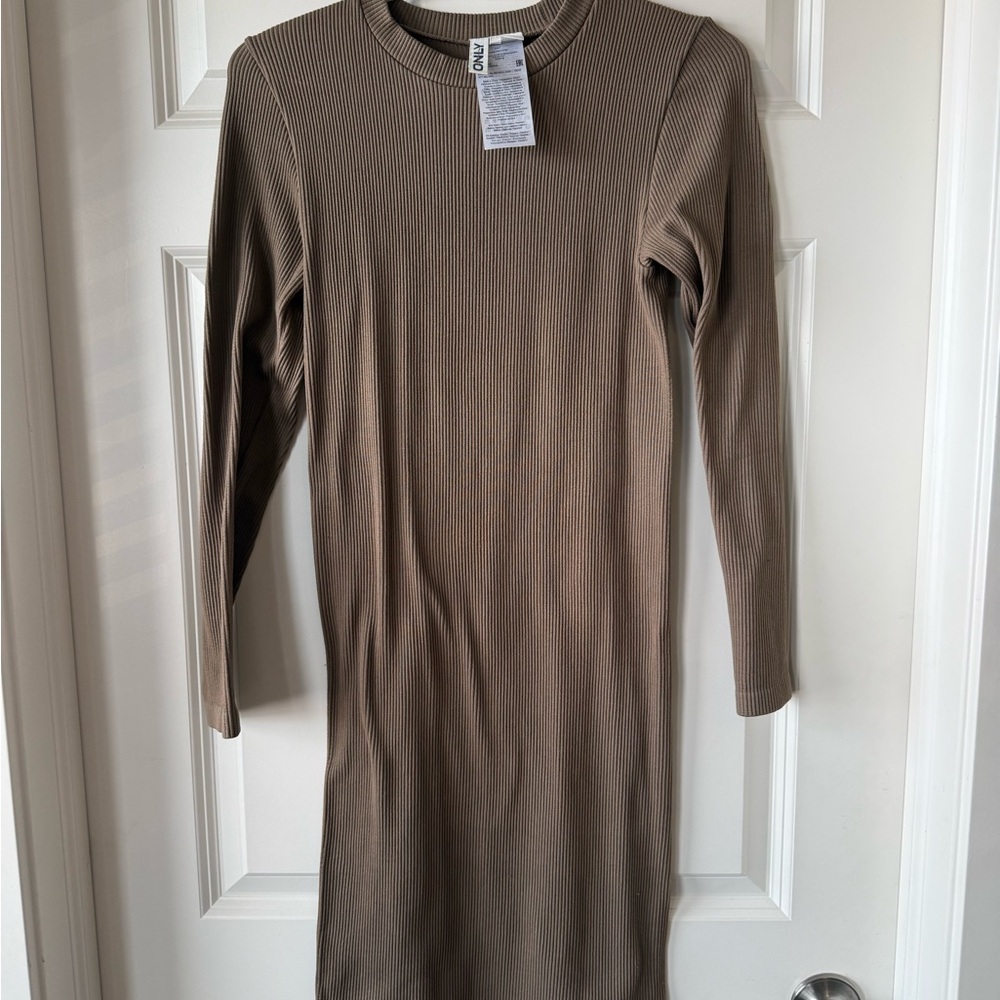 Only Taupe Ribbed Knit Top
